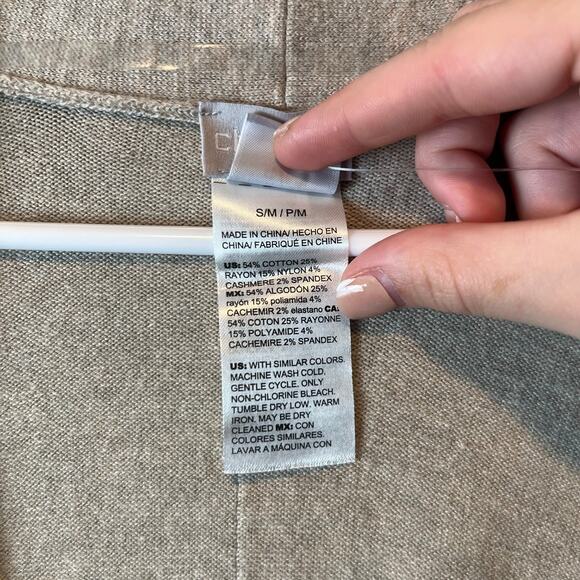 Chicos Cotton Cashmere Blend Cardigan Color Cream Tan Women’s S/M Comfort New - Picture 5 of 5